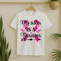 My Sister Is A Survivor Breast Cancer Awareness T-Shirt thumb 2