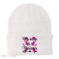 My Sister Is A Survivor Breast Cancer Awareness Beanie thumb 0