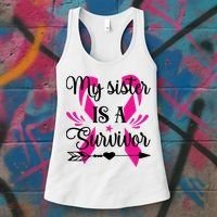 My Sister Is A Survivor Breast Cancer Awareness Women's Tank Top thumb 3