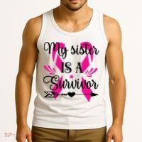 My Sister Is A Survivor Breast Cancer Awareness Tank Top thumb 3