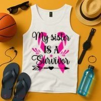 My Sister Is A Survivor Breast Cancer Awareness Tank Top thumb 4