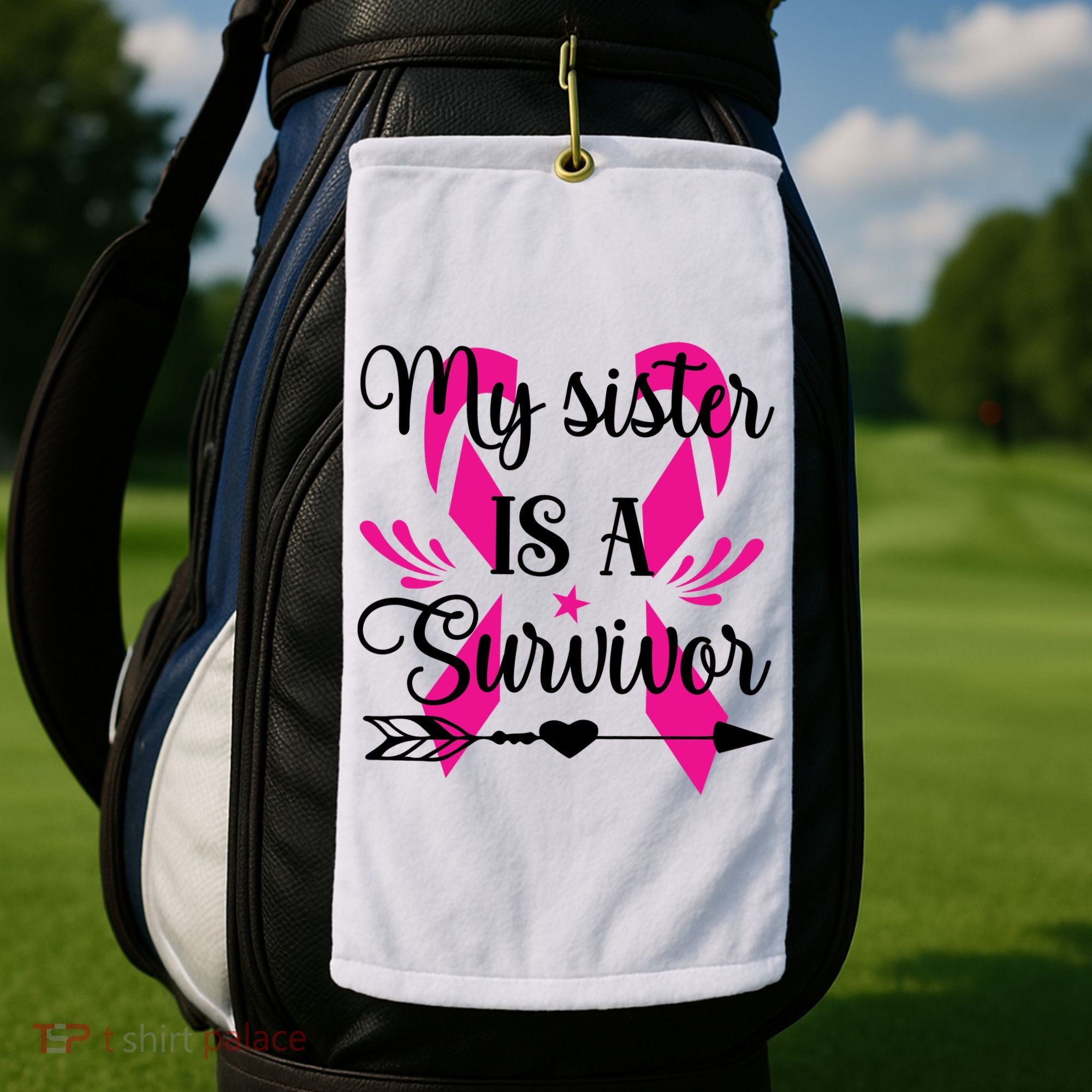 My Sister Is A Survivor Breast Cancer Awareness Golf Towel