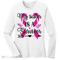 My Sister Is A Survivor Breast Cancer Awareness Women's Long Sleeve Shirt thumb 0