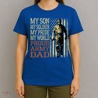 My Son Is A Soldier Hero Proud Army Dad Us Military Father Funny Gift T-Shirt thumb 4