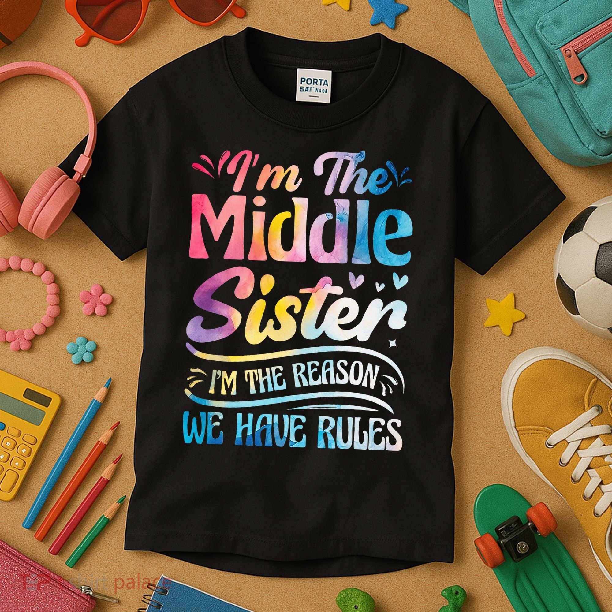 Middle Sister I'm The Reason We Have Rules Funny Matching Kids T-Shirt