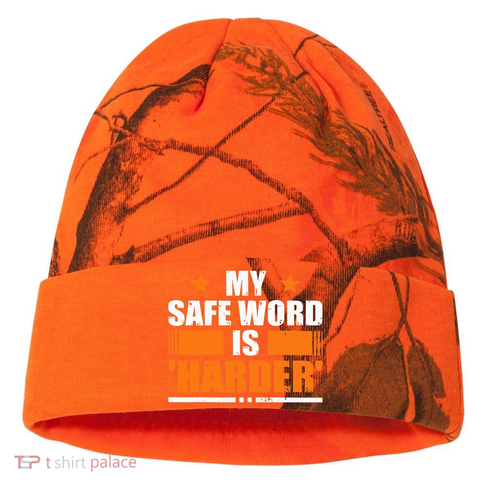My Safeword Is Harder Inappropriate Kati Licensed 12" Camo Cuffed Beanie