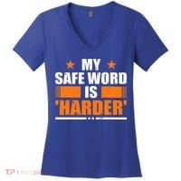 My Safeword Is Harder Inappropriate Women's V-Neck T-Shirt thumb 0