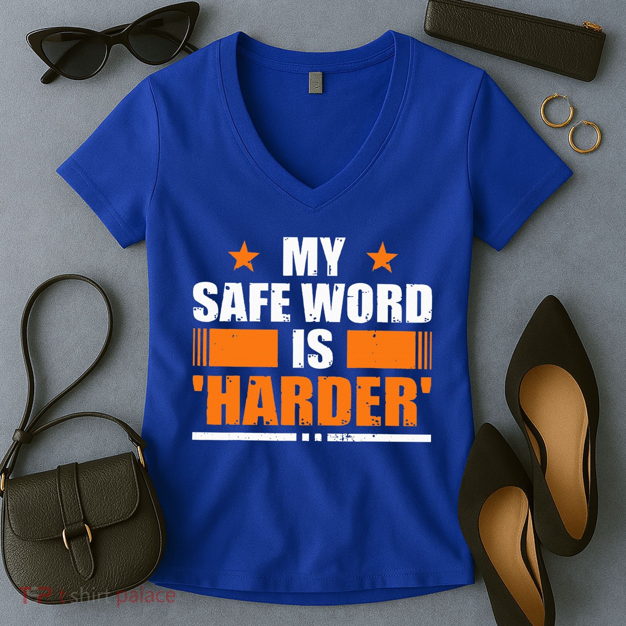 My Safeword Is Harder Inappropriate Women's V-Neck T-Shirt
