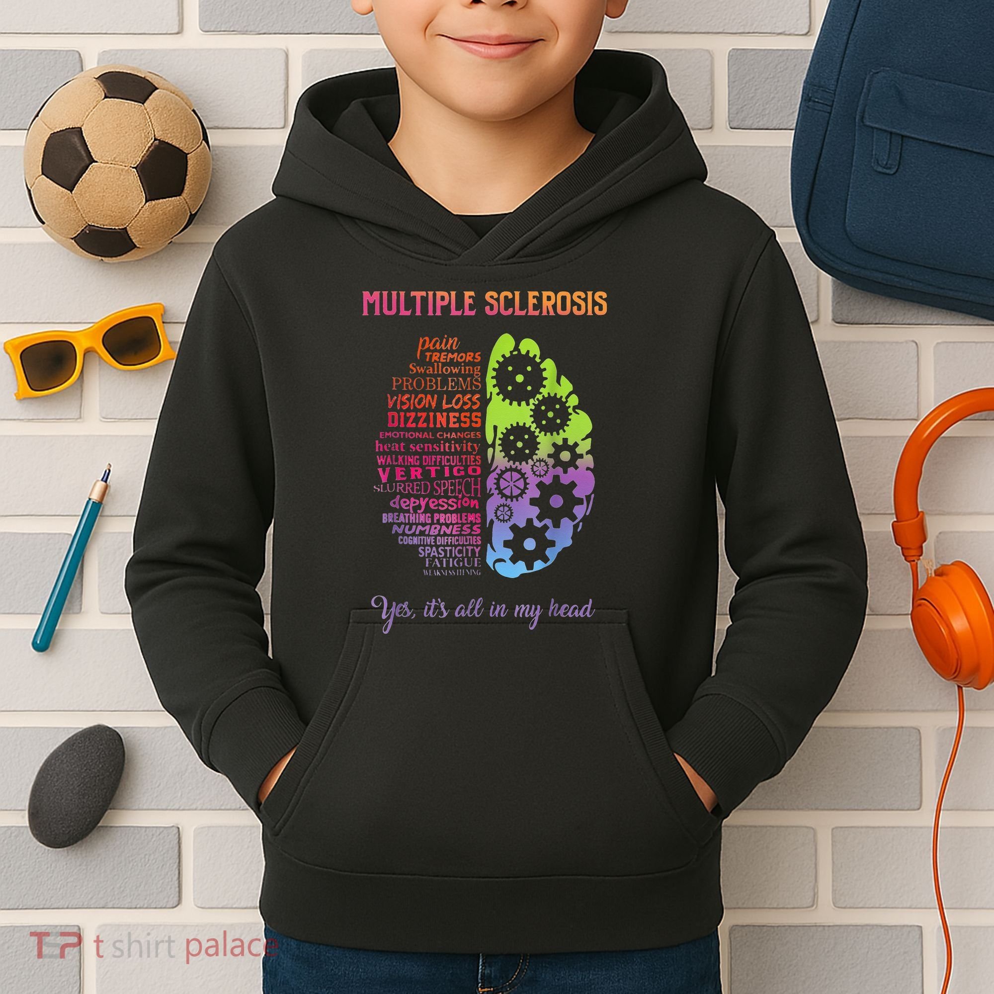 Multiple Sclerosis It's All In My Head Disease Fighter Kids Hoodie