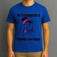 My Stepdaughter Is Stronger Than Cancer Breast Cancer Gift T-Shirt thumb 3