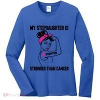 My Stepdaughter Is Stronger Than Cancer Breast Cancer Gift Women's Long Sleeve Shirt thumb 0
