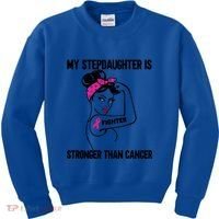 My Stepdaughter Is Stronger Than Cancer Breast Cancer Gift Kids Sweatshirt thumb 0