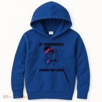 My Stepdaughter Is Stronger Than Cancer Breast Cancer Gift Kids Hoodie thumb 0