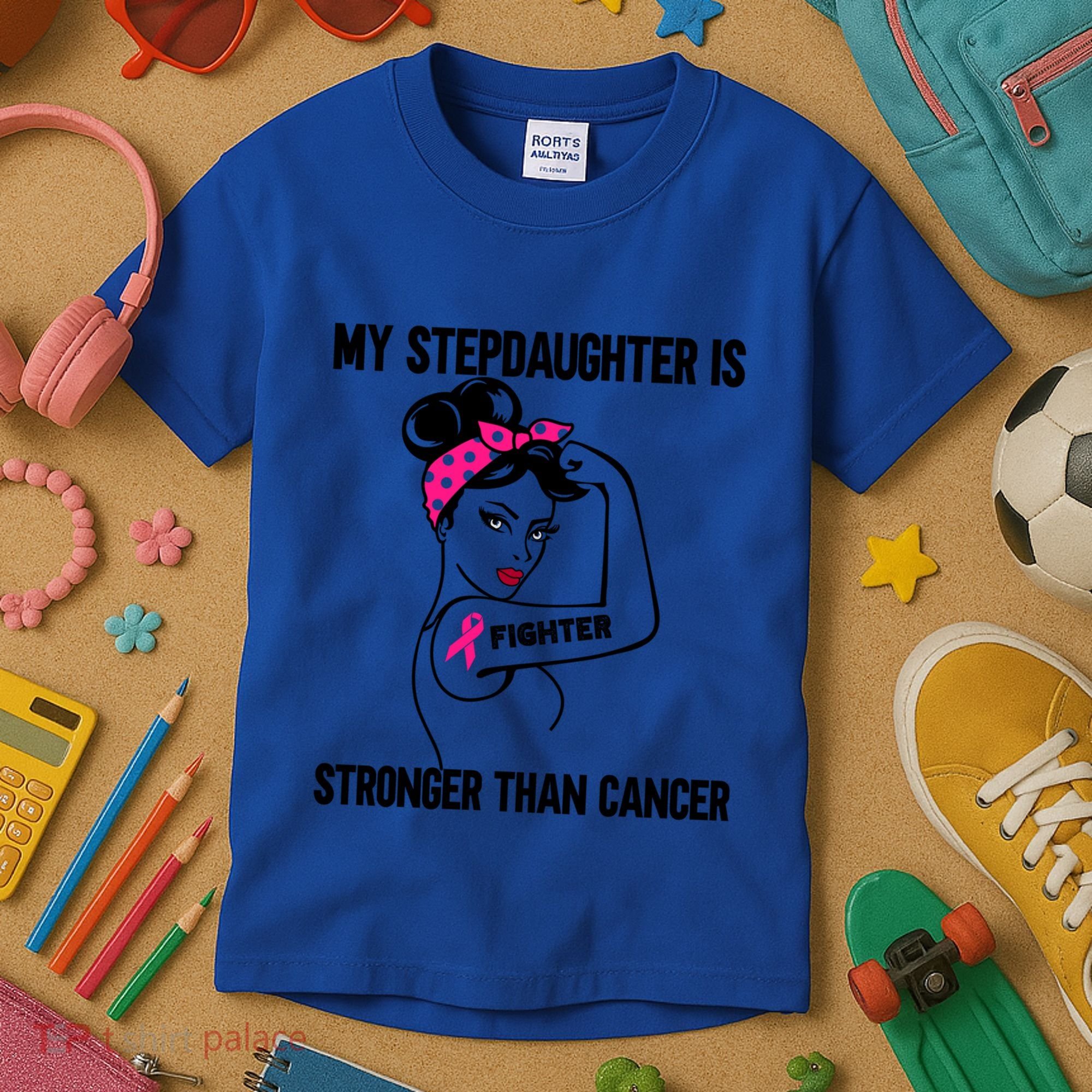 My Stepdaughter Is Stronger Than Cancer Breast Cancer Gift Kids T-Shirt