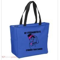 My Stepdaughter Is Stronger Than Cancer Breast Cancer Gift Tote Bag thumb 2