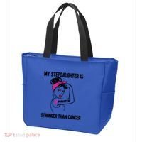 My Stepdaughter Is Stronger Than Cancer Breast Cancer Gift Tote Bag thumb 3