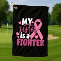 My Sister Is A Fighter Cancer Awareness Golf Towel thumb 1