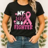My Sister Is A Fighter Cancer Awareness Women's T-Shirt thumb 2