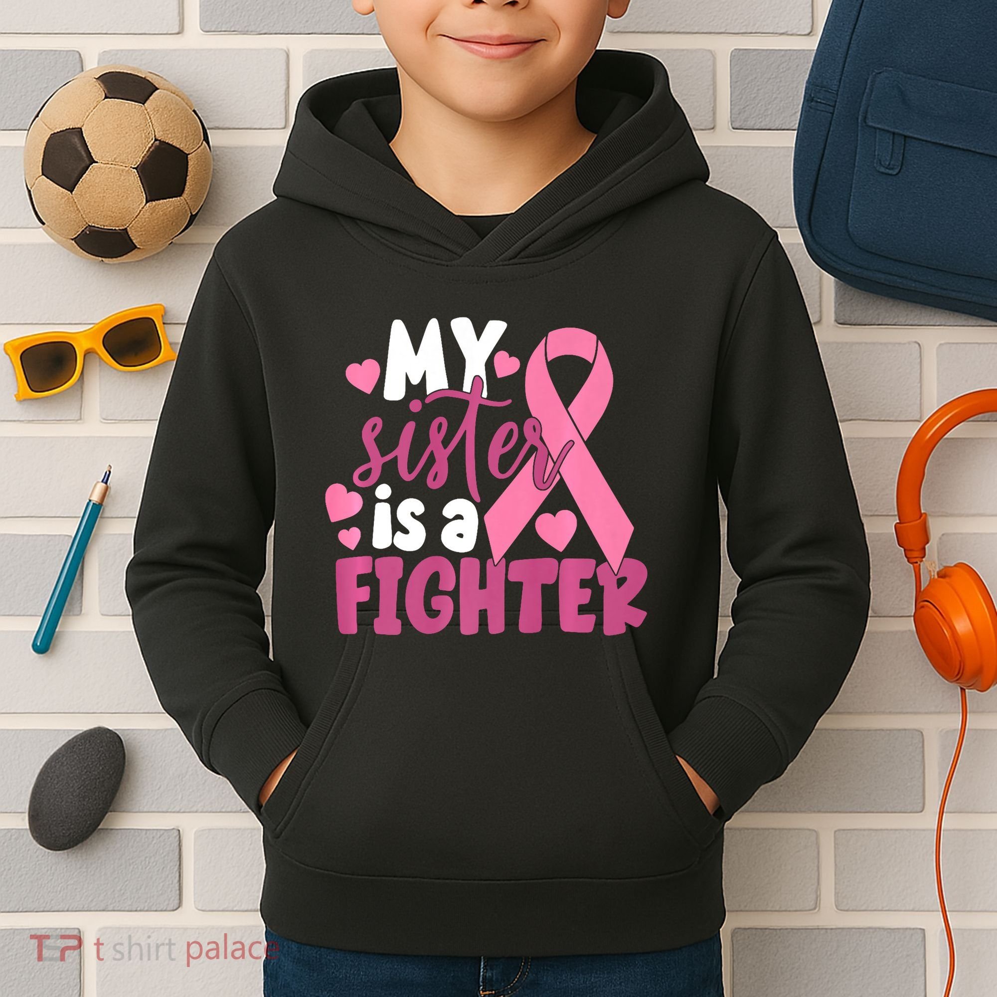 My Sister Is A Fighter Cancer Awareness Kids Hoodie