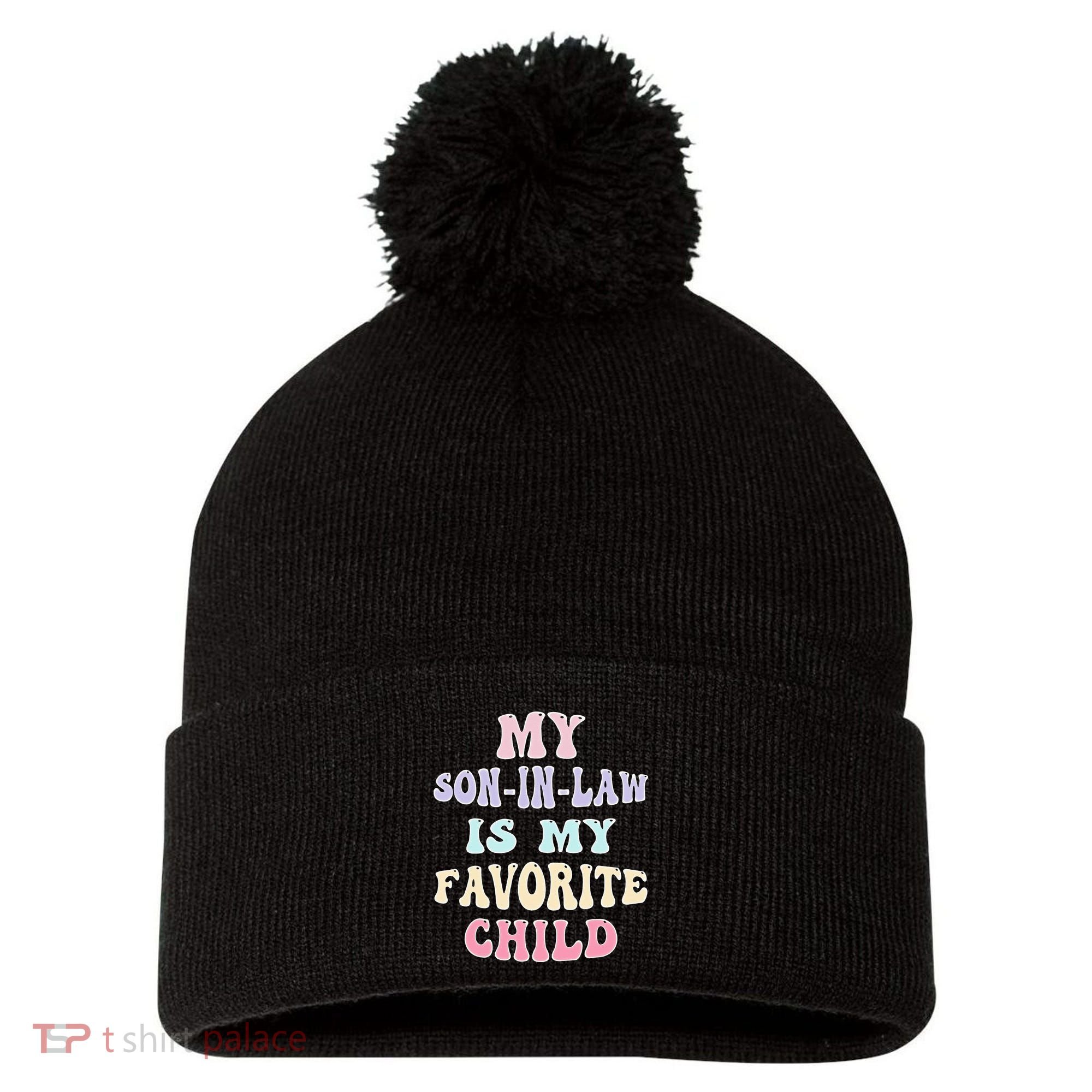 My Son In Law Is My Favorite Child Family Humor RetroGroovy Pom Pom 12in Knit Beanie
