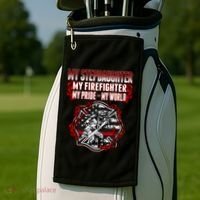 My Stepdaughter Is A Firefighter Hero Proud Fire Stepparent Funny Gift Golf Towel thumb 2