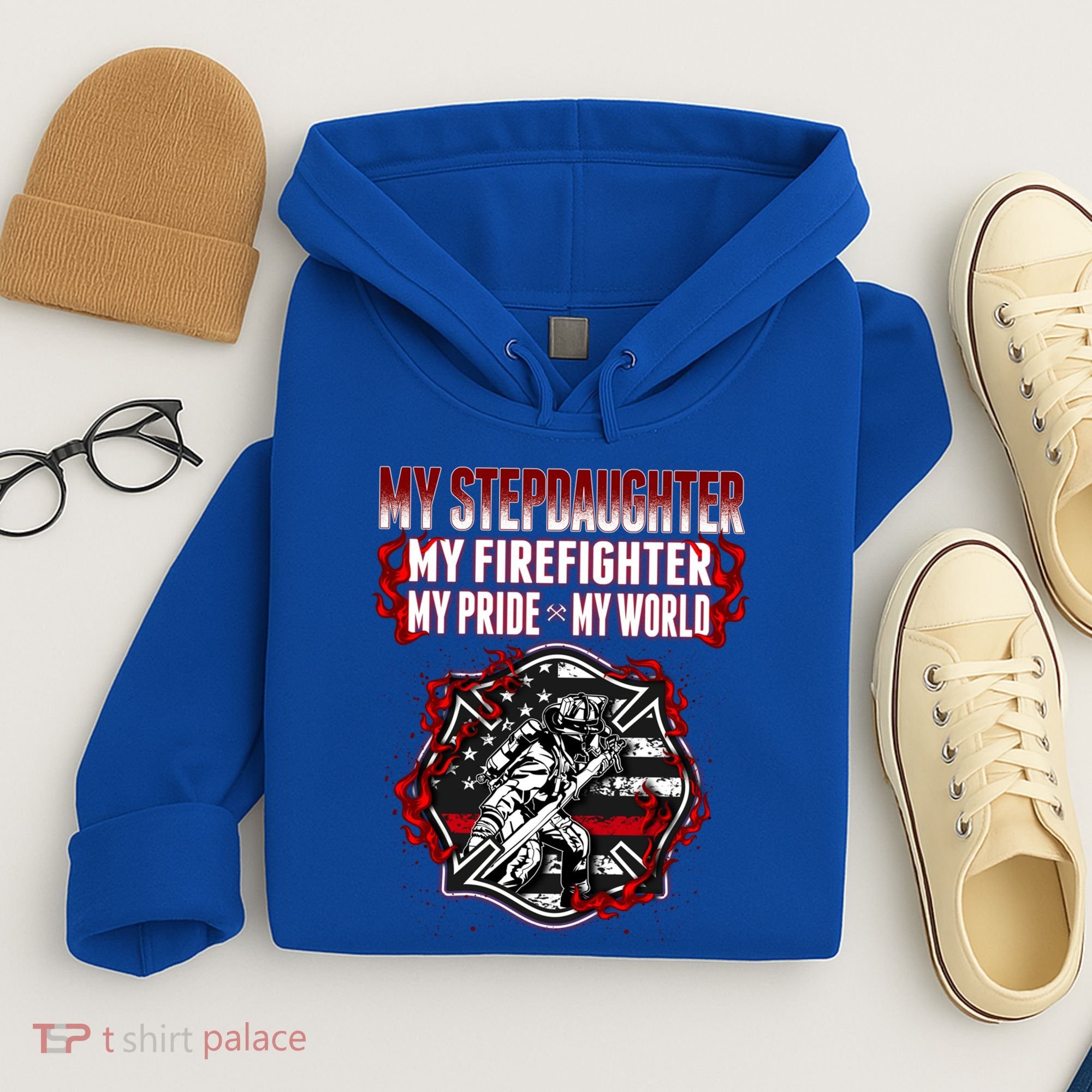 My Stepdaughter Is A Firefighter Hero Proud Fire Stepparent Funny Gift Hoodie
