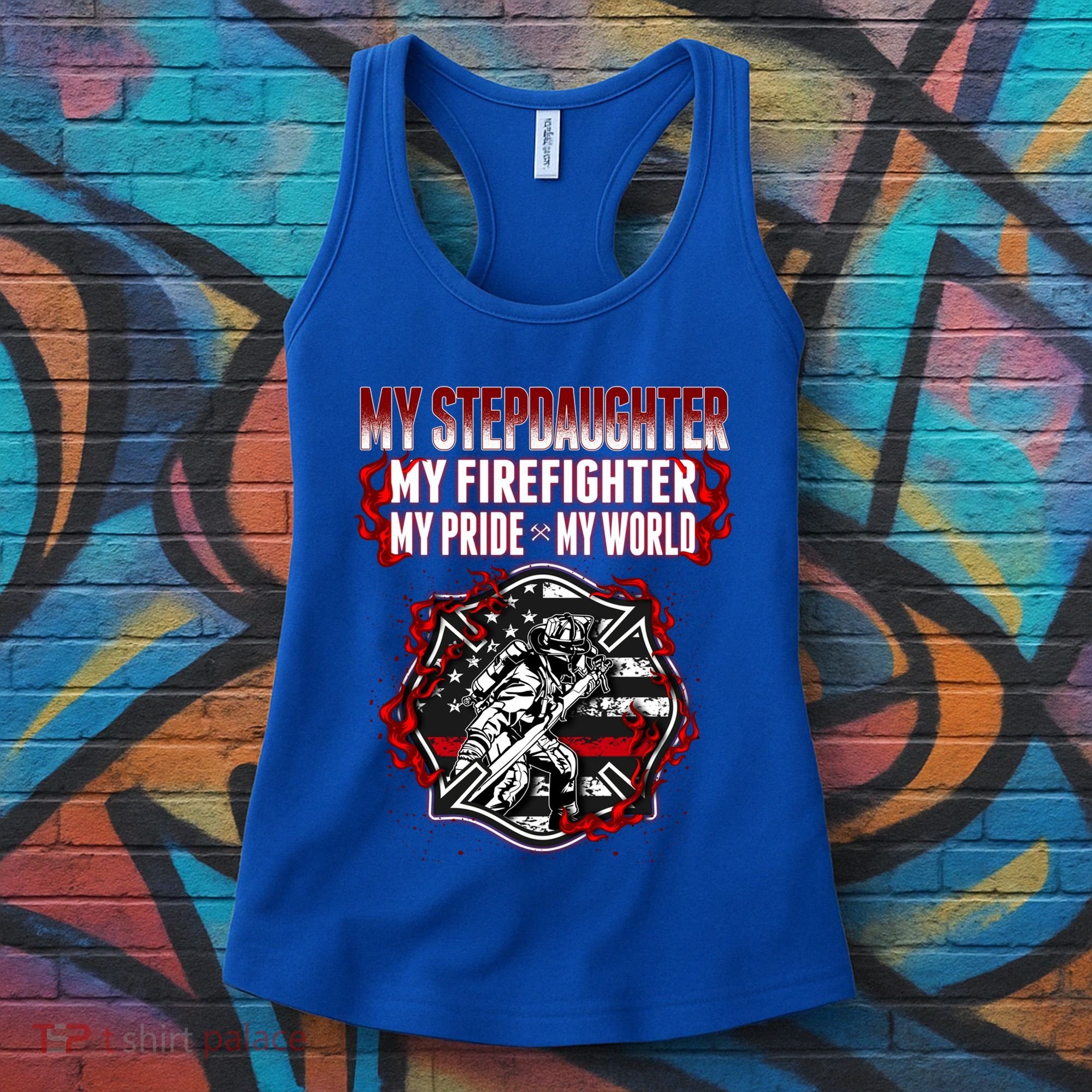 My Stepdaughter Is A Firefighter Hero Proud Fire Stepparent Funny Gift Women's Tank Top