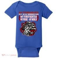 My Stepdaughter Is A Firefighter Hero Proud Fire Stepparent Funny Gift Baby Bodysuit thumb 0