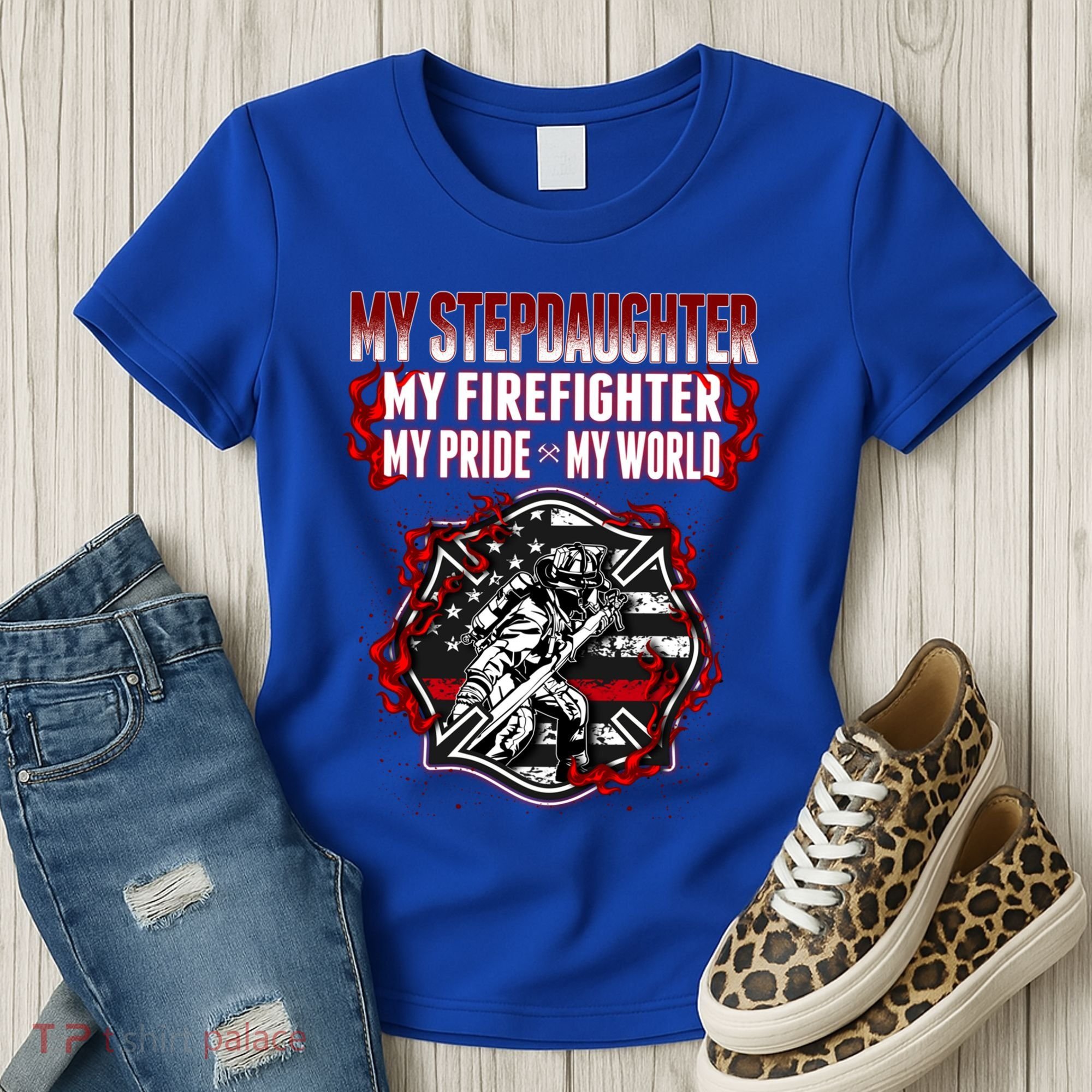 My Stepdaughter Is A Firefighter Hero Proud Fire Stepparent Funny Gift Women's T-Shirt