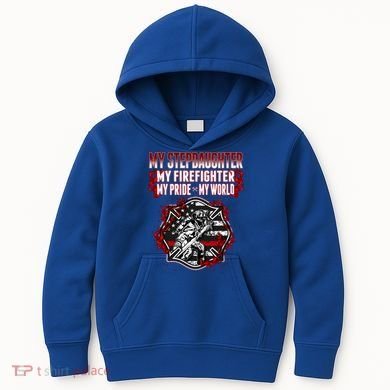 My Stepdaughter Is A Firefighter Hero Proud Fire Stepparent Funny Gift Kids Hoodie