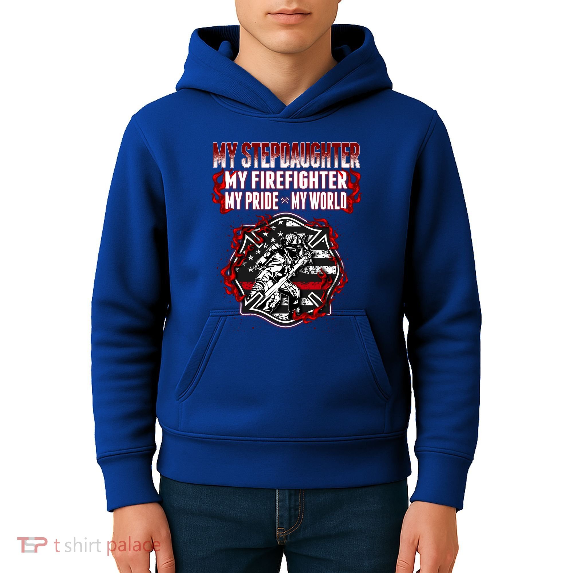 My Stepdaughter Is A Firefighter Hero Proud Fire Stepparent Funny Gift Kids Hoodie