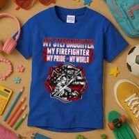 My Stepdaughter Is A Firefighter Hero Proud Fire Stepparent Funny Gift Kids T-Shirt thumb 3