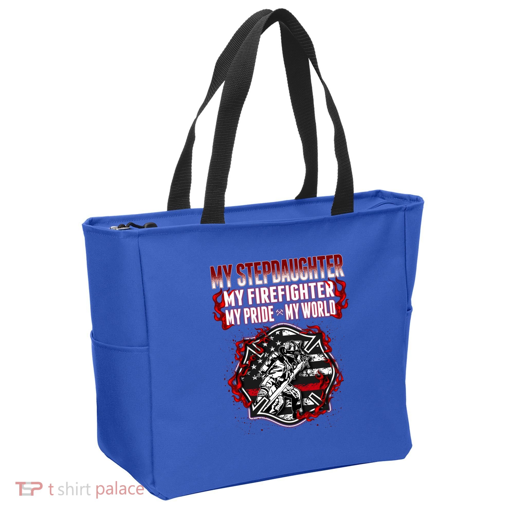 My Stepdaughter Is A Firefighter Hero Proud Fire Stepparent Funny Gift Tote Bag