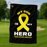 My Son Is My Hero Ewings Sarcoma Awareness Funny Gift Golf Towel thumb 1