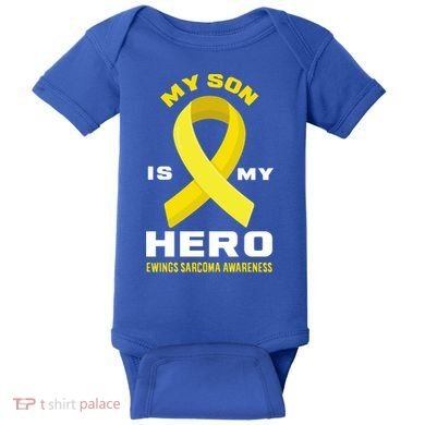 My Son Is My Hero Ewings Sarcoma Awareness Funny Gift Baby Bodysuit