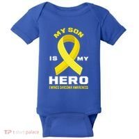 My Son Is My Hero Ewings Sarcoma Awareness Funny Gift Baby Bodysuit thumb 0