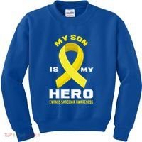 My Son Is My Hero Ewings Sarcoma Awareness Funny Gift Kids Sweatshirt thumb 0