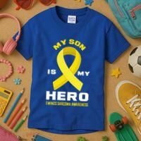 My Son Is My Hero Ewings Sarcoma Awareness Funny Gift Kids T-Shirt thumb 3