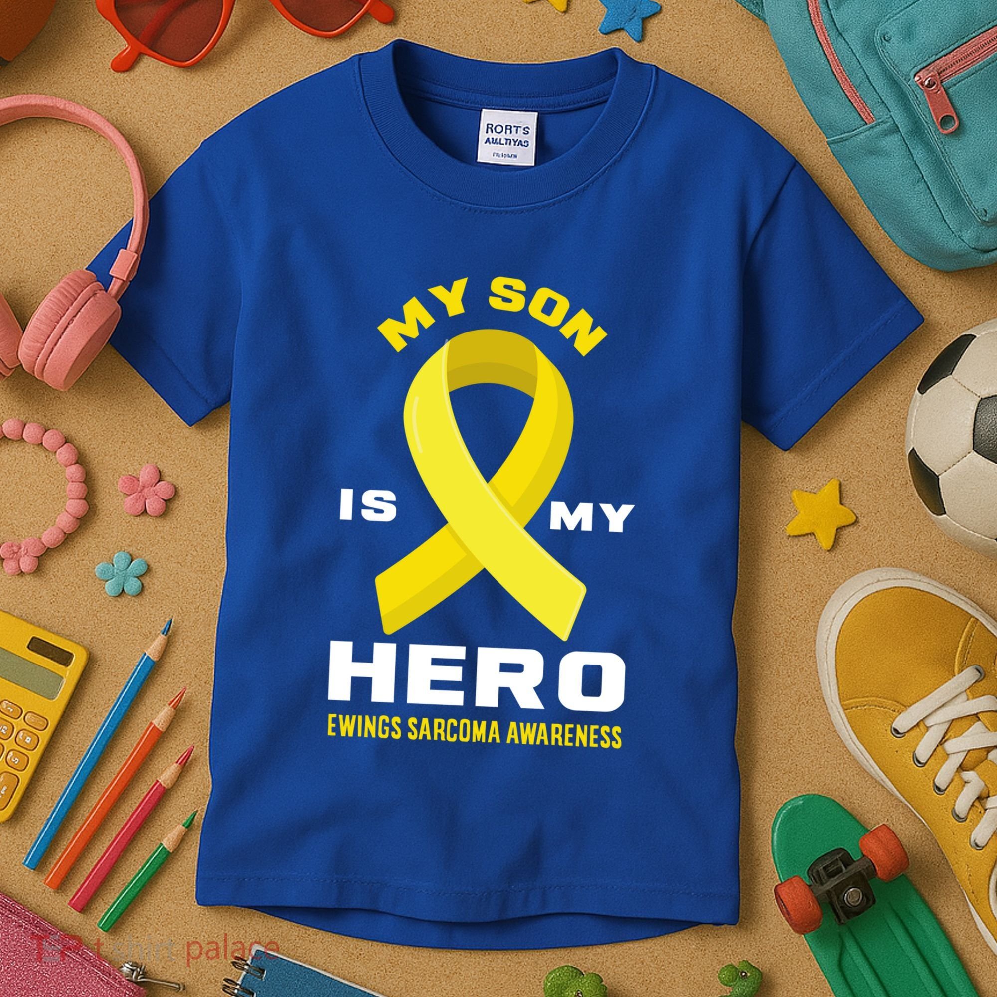 My Son Is My Hero Ewings Sarcoma Awareness Funny Gift Kids T-Shirt