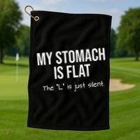 My Stomach Is Flat Golf Towel thumb 1