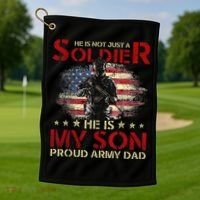 My Son Is A Soldier Proud Army Dad Military Golf Towel thumb 1