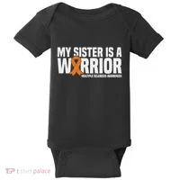 My Sister Is A Warrior Ms Multiple Sclerosis Awareness Baby Bodysuit thumb 0