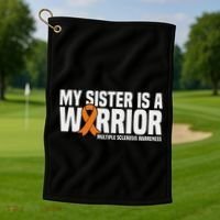 My Sister Is A Warrior Ms Multiple Sclerosis Awareness Golf Towel thumb 1