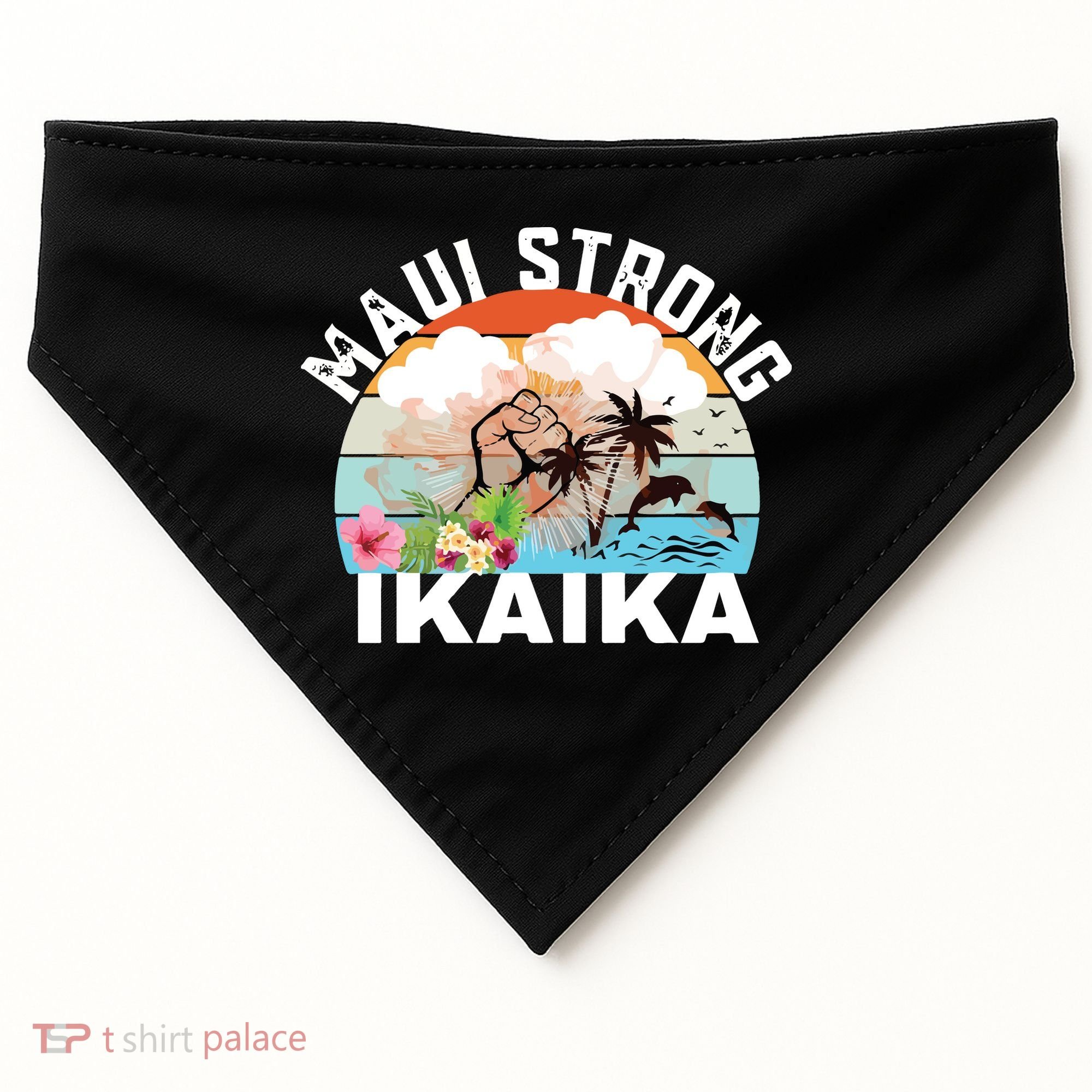 Maui Strong Ikaika Lahaina Banyan Tree Maui Hawaii Shoreline USA-Made Doggie Bandana