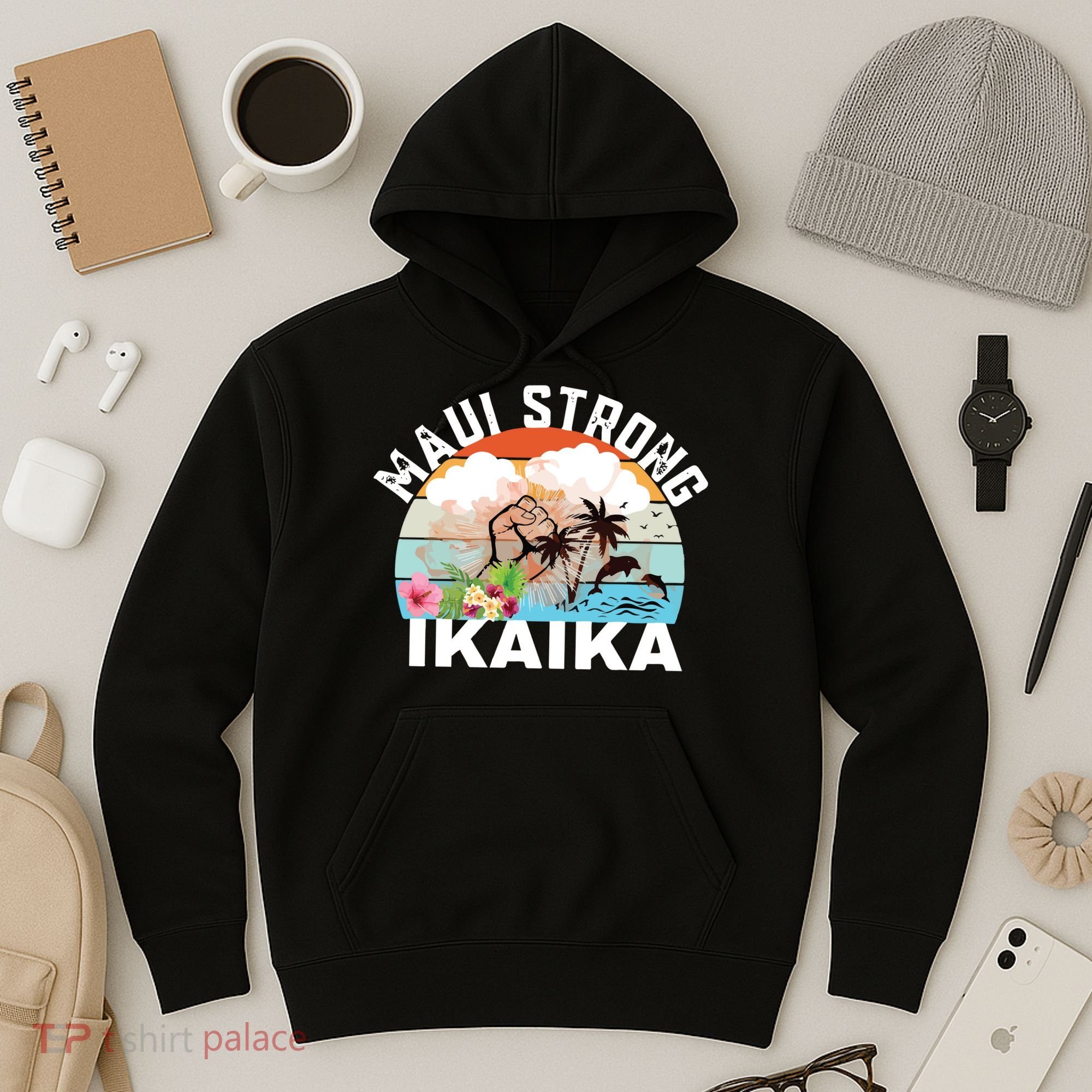 Maui Strong Ikaika Lahaina Banyan Tree Maui Hawaii Shoreline Hoodie