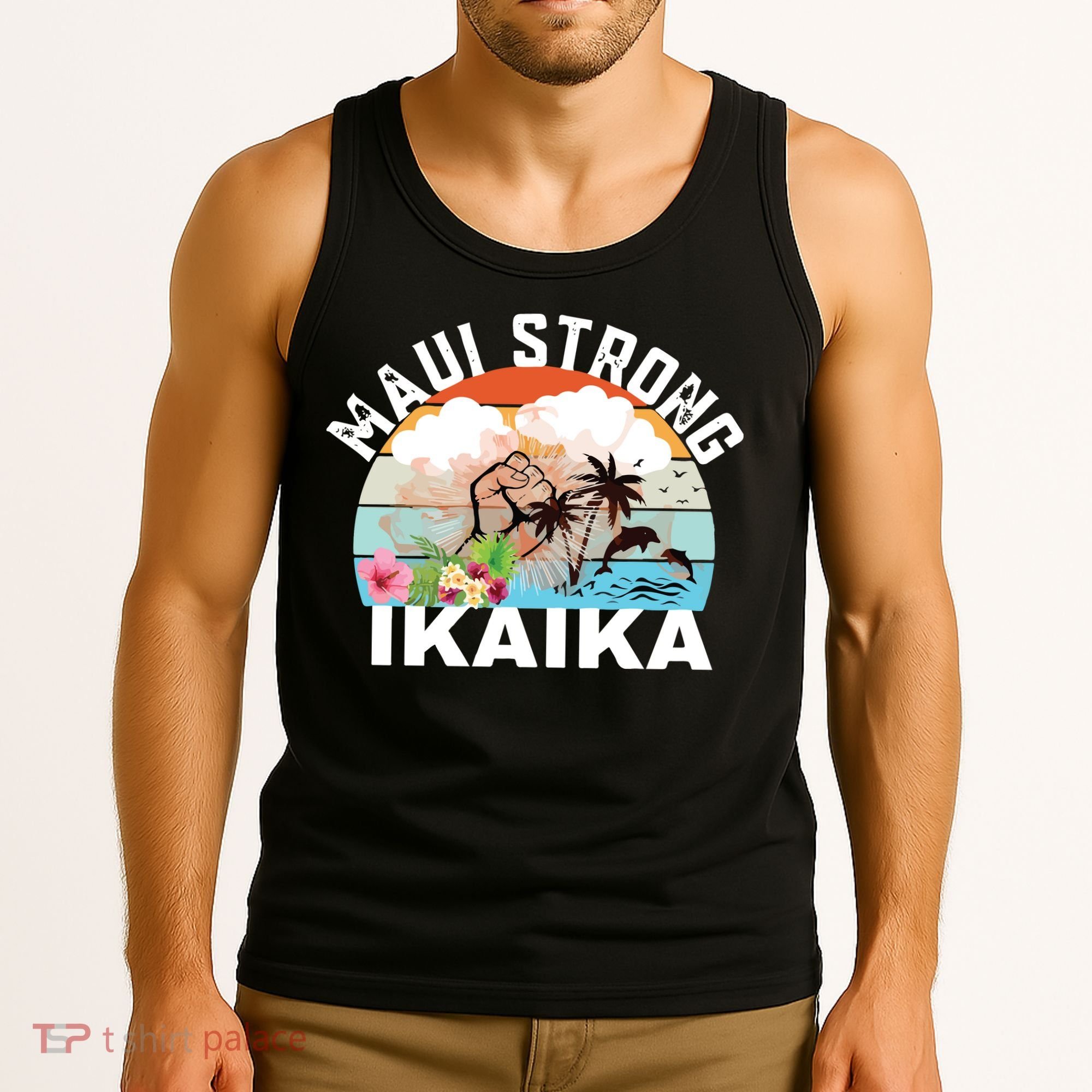 Maui Strong Ikaika Lahaina Banyan Tree Maui Hawaii Shoreline Tank Top