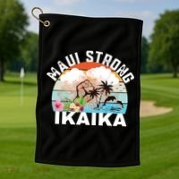 Maui Strong Ikaika Lahaina Banyan Tree Maui Hawaii Shoreline Golf Towel thumb 1
