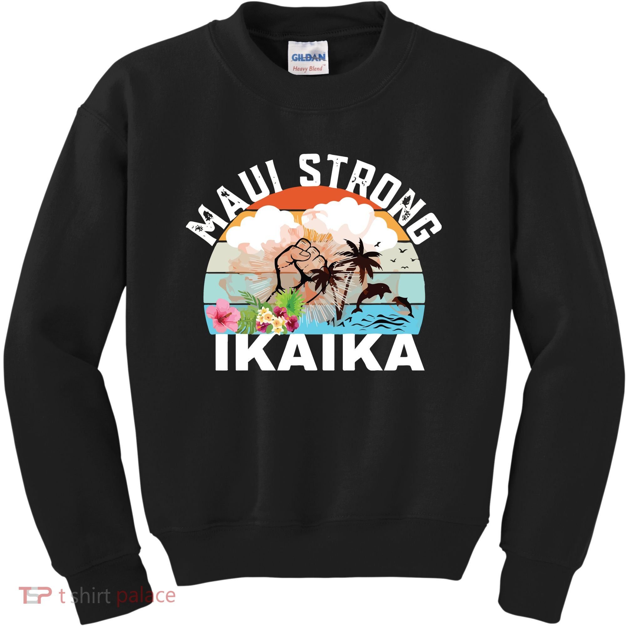 Maui Strong Ikaika Lahaina Banyan Tree Maui Hawaii Shoreline Kids Sweatshirt