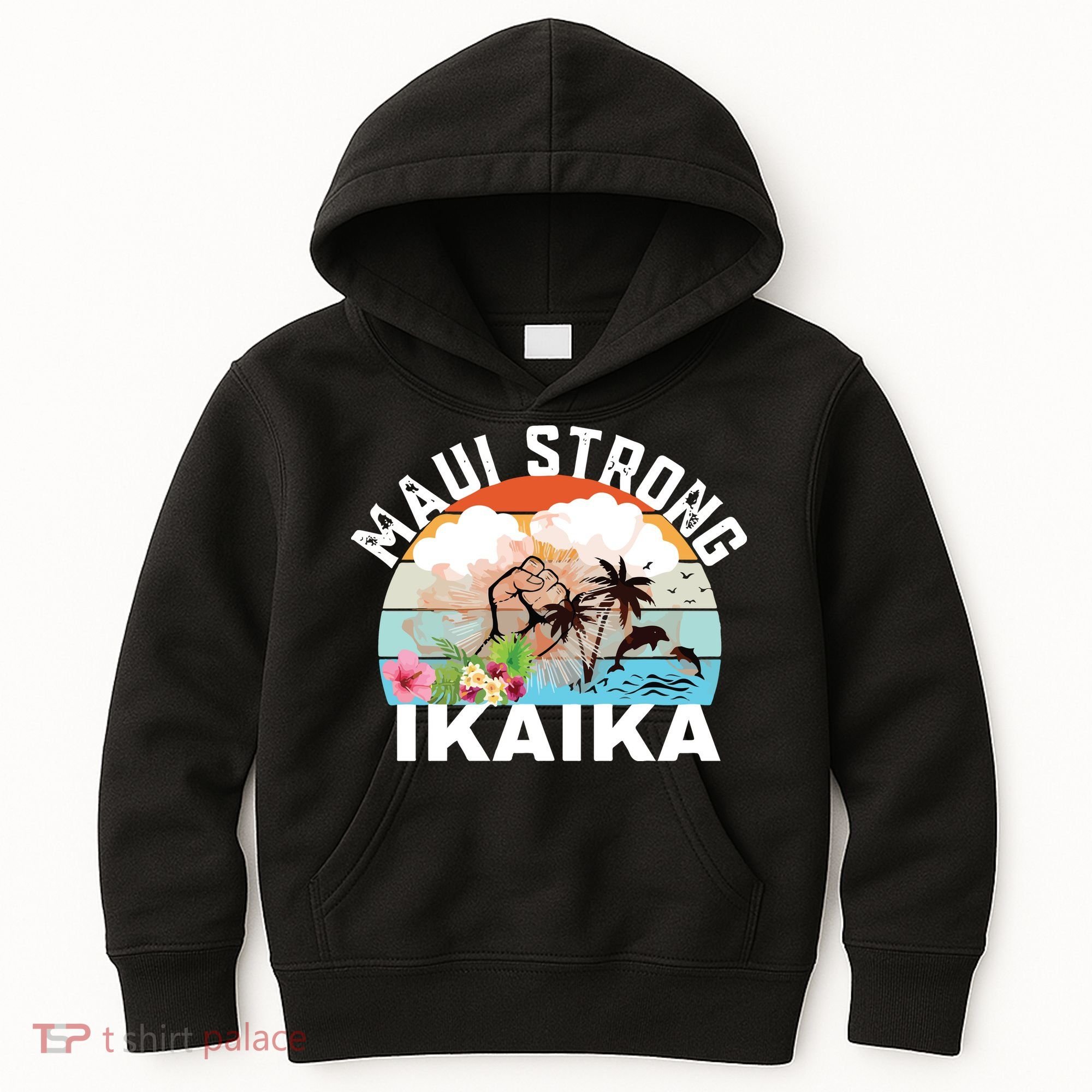 Maui Strong Ikaika Lahaina Banyan Tree Maui Hawaii Shoreline Kids Hoodie