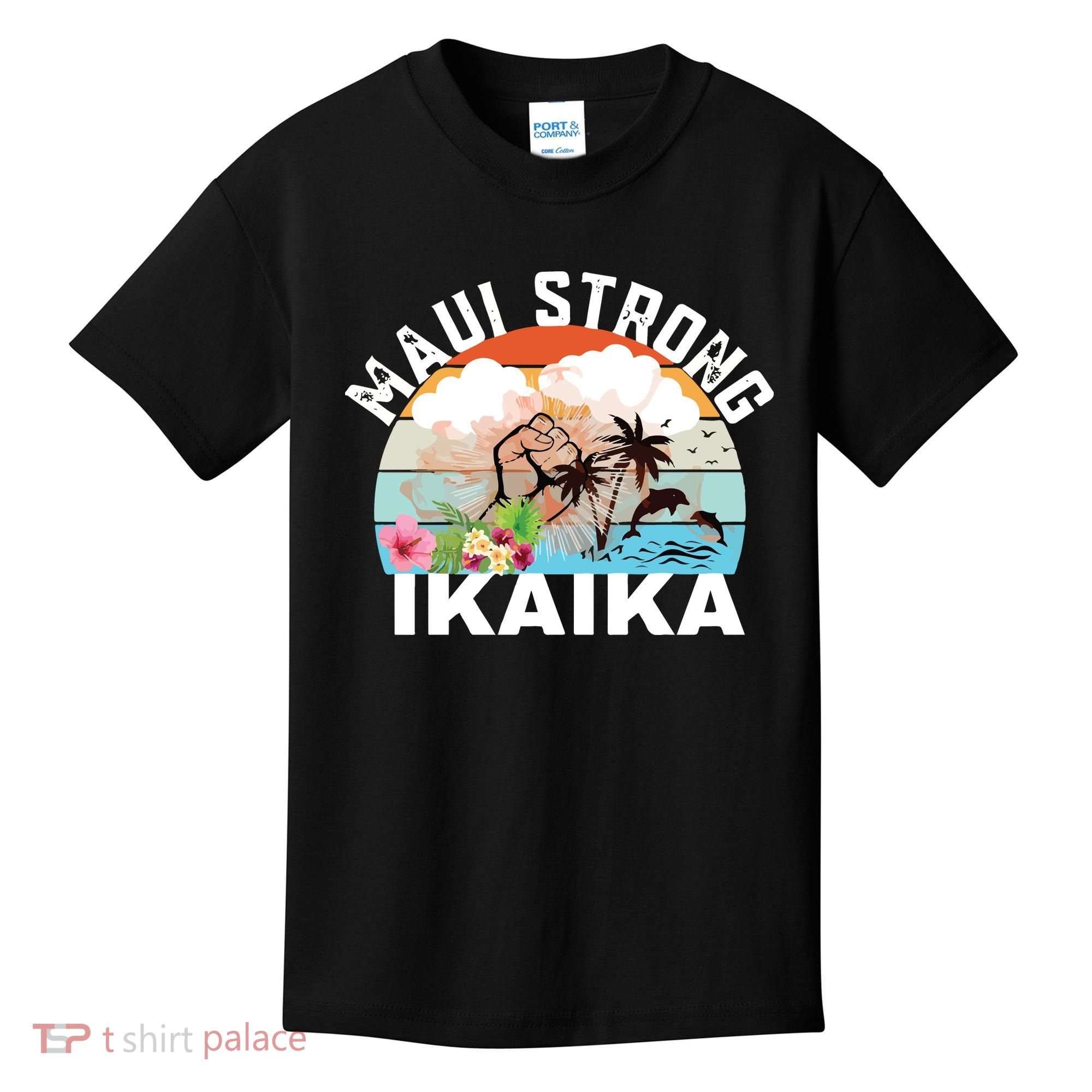 Maui Strong Ikaika Lahaina Banyan Tree Maui Hawaii Shoreline Kids T-Shirt